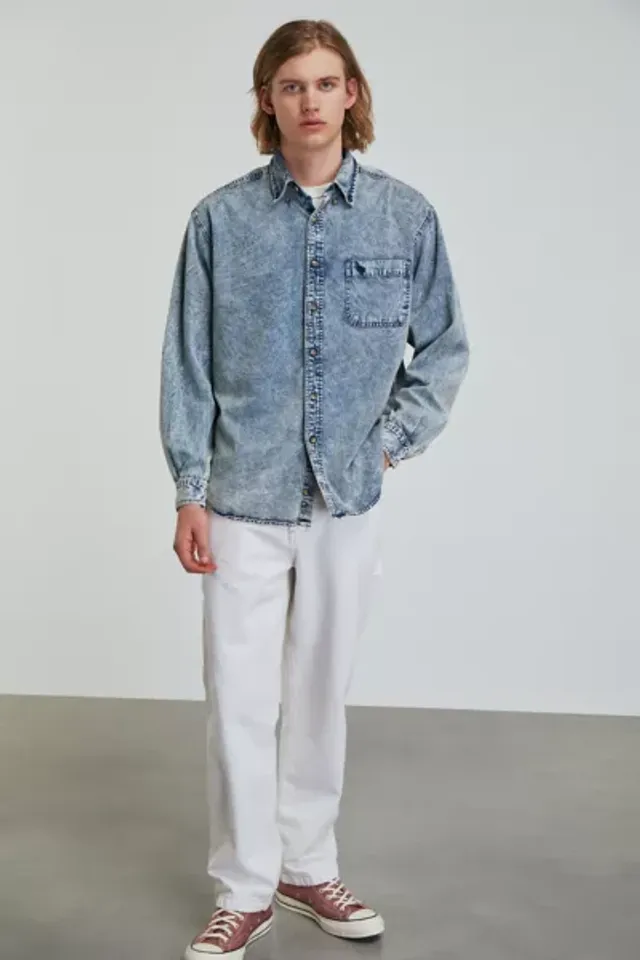 Buy light blue double pocket men's denim shirt-North Republic