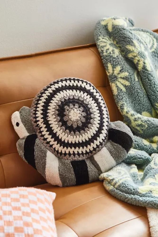 Crochet Snail Throw Pillow