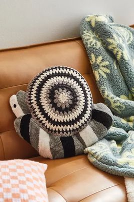 Crochet Snail Throw Pillow