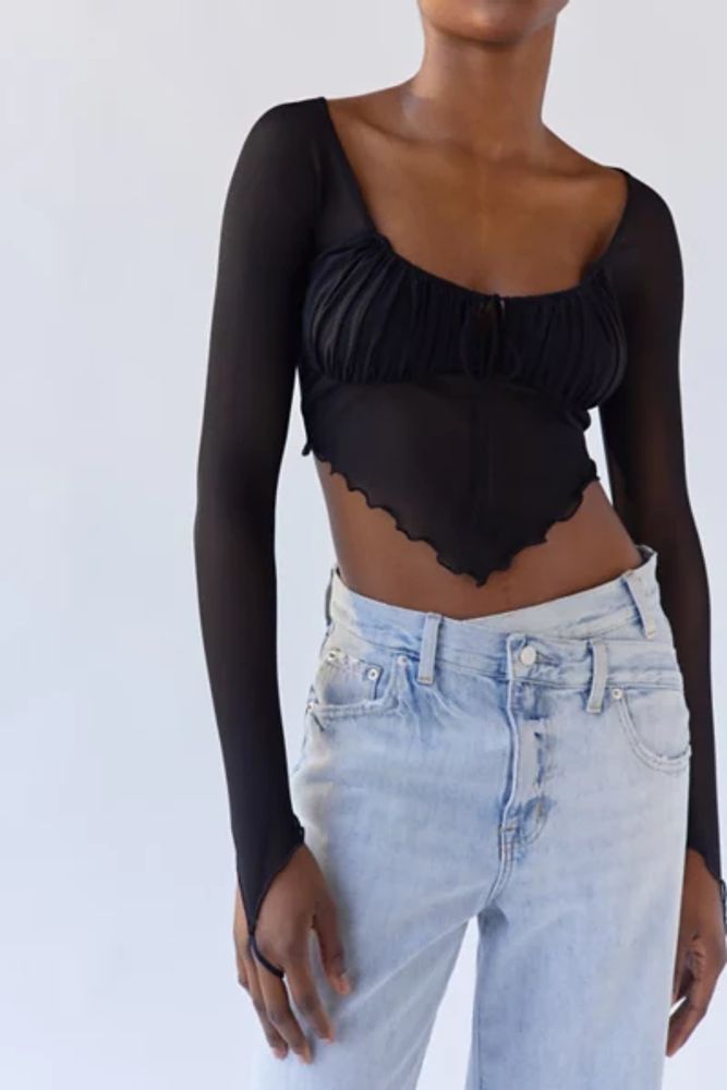 Urban Outfitters UO Clara Long Sleeve Babydoll Top