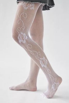 Floral Side Seam Fishnet Tight