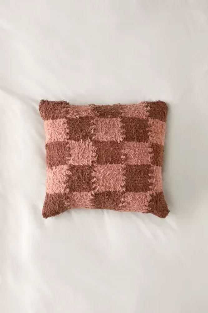 Shag Rug Checkerboard Pattern Throw Pillow