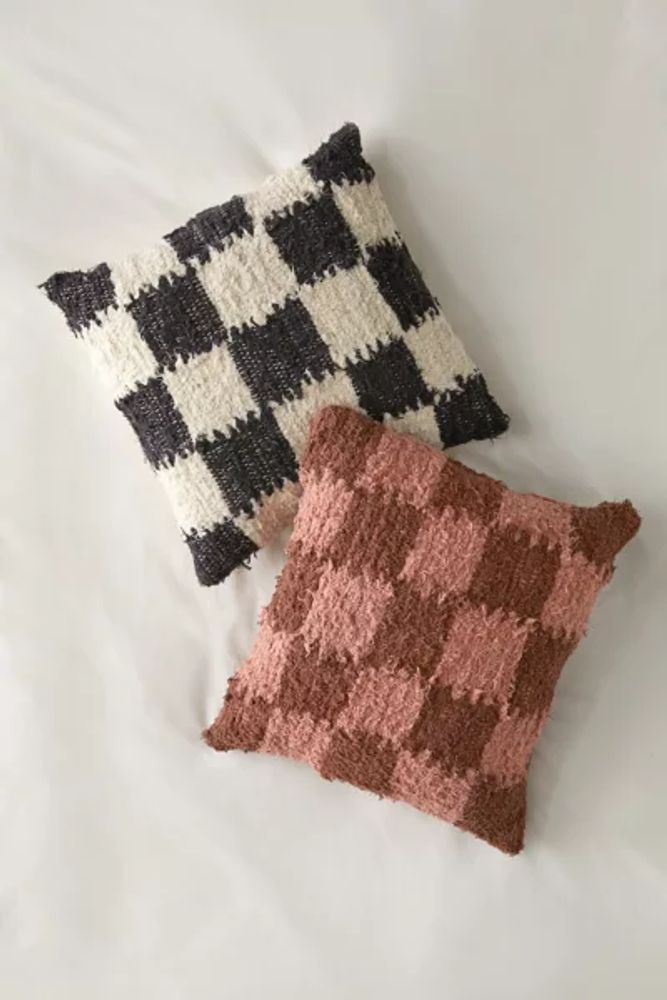 Shag Rug Checkerboard Pattern Throw Pillow