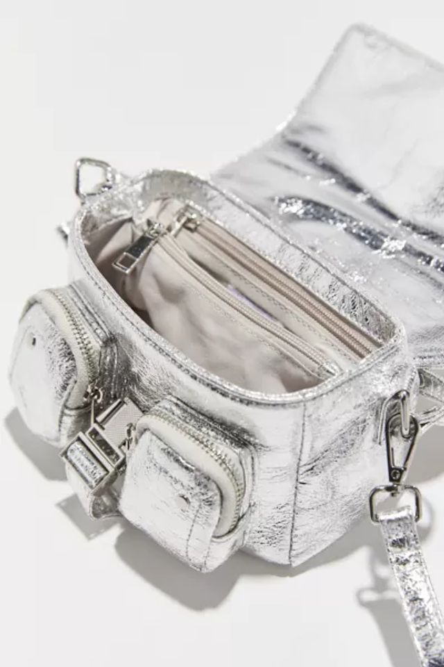 Nunoo Mini Hilma Cool Silver Shoulder Bag in White