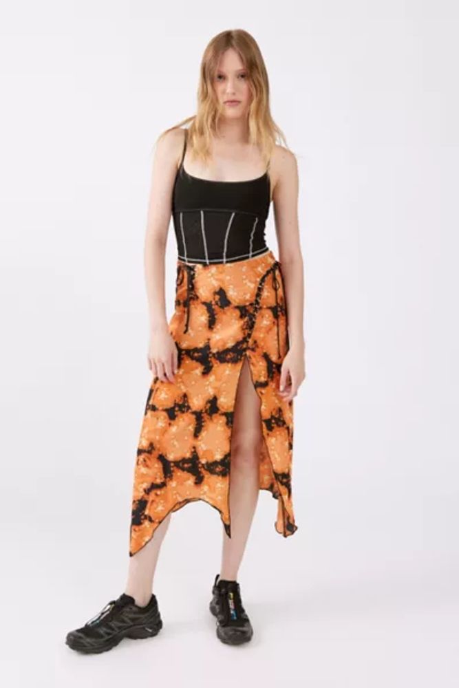 UO Sage Lace-Up Midi Skirt