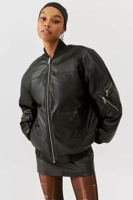 BDG Marcy Faux Leather Oversized Bomber Jacket