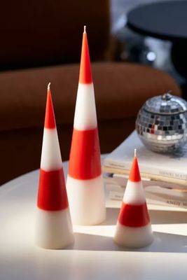 Peppermint Cone Shaped Candle Set