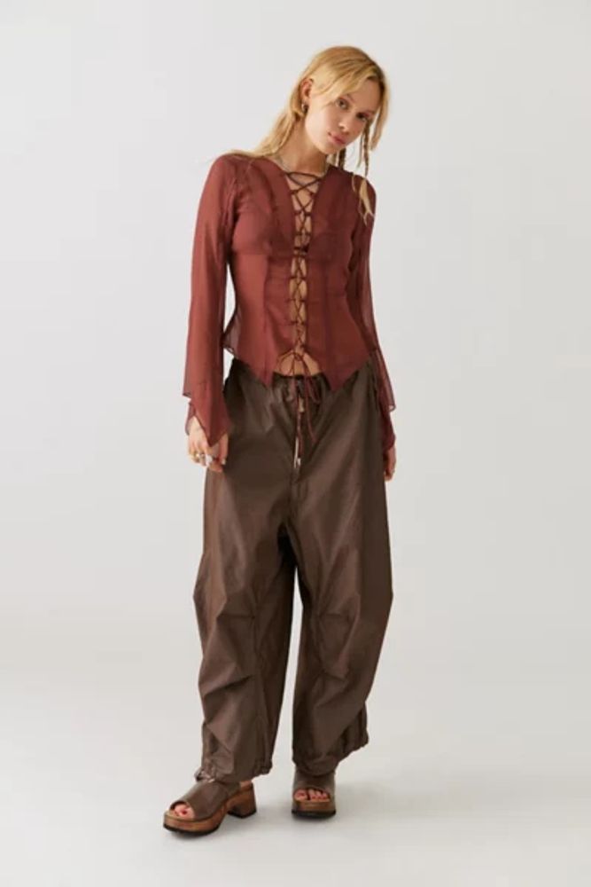 UO Salli Lace-Up Blouse