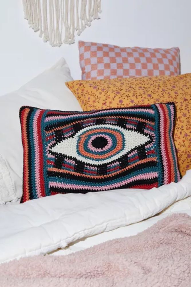 Crochet Eye Throw Pillow
