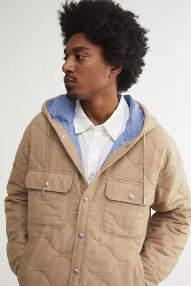 BDG Flannel Quilted Hooded Shirt Jacket