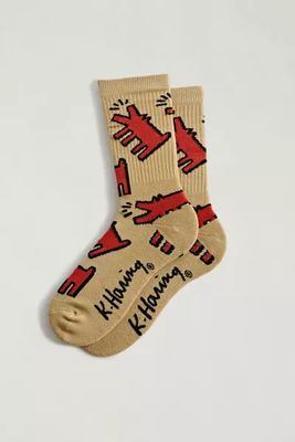 Keith Haring Stacked Dogs Crew Sock