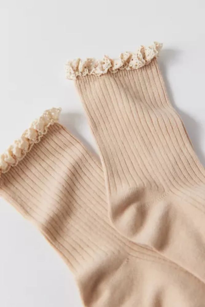 Ribbed Ruffle Ankle Sock