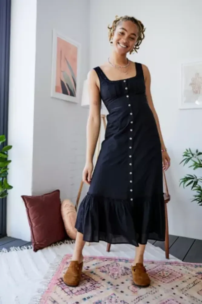 UO Black Jessie Midi Sun Dress