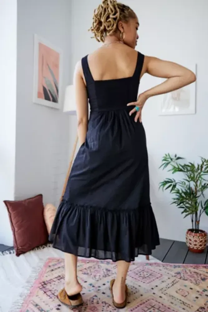 UO Black Jessie Midi Sun Dress