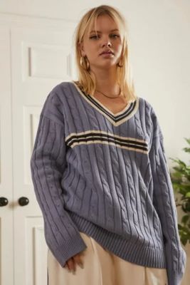 BDG Cable Knit V-Neck Sweater