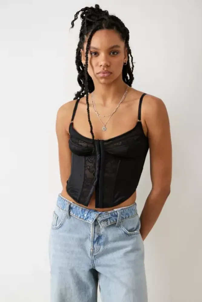 Out From Under Lucy Dot Mesh Corset, Urban Outfitters