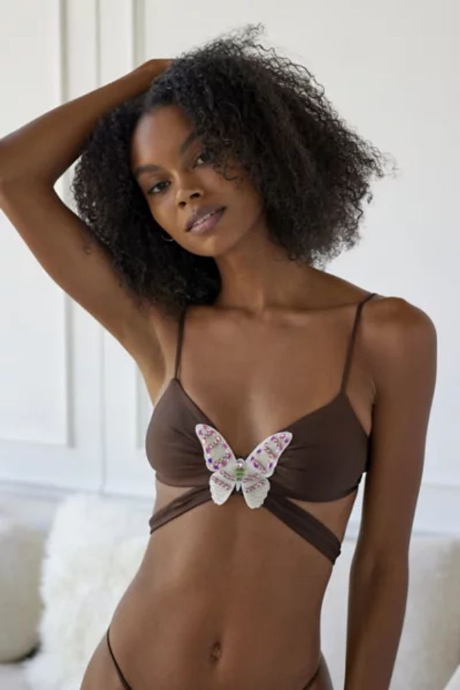 Lena Butterfly Lace Molded Cup Bralette  Urban Outfitters Singapore  Official Site