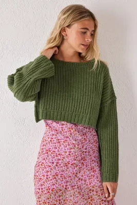 UO Slash Neck Boxy Knit Sweater
