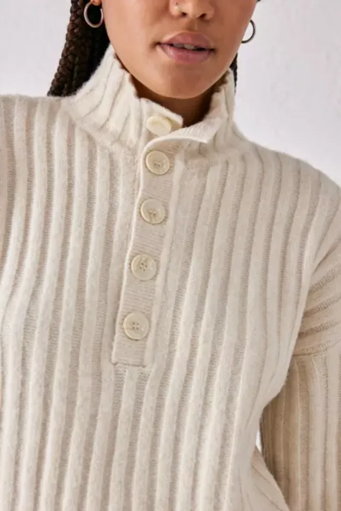 UO Mock Neck Button-Up Sweater