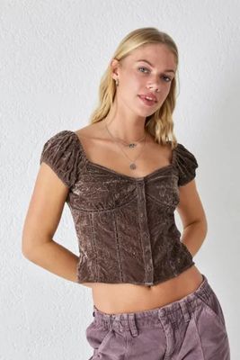 UO Wesley Crushed Velvet Blouse
