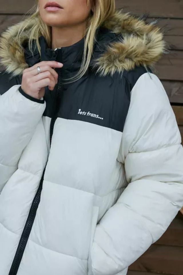 iets frans recycled faux fur trim thermore puffer coat