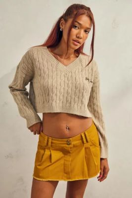 BDG Cropped Cozy Cable Knit Sweater