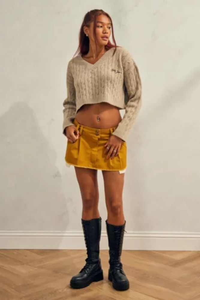 BDG Cropped Cozy Cable Knit Sweater