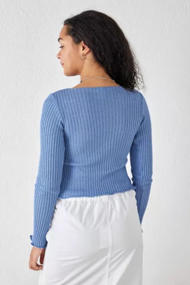 UO Ribbed Tie-Front Cardigan