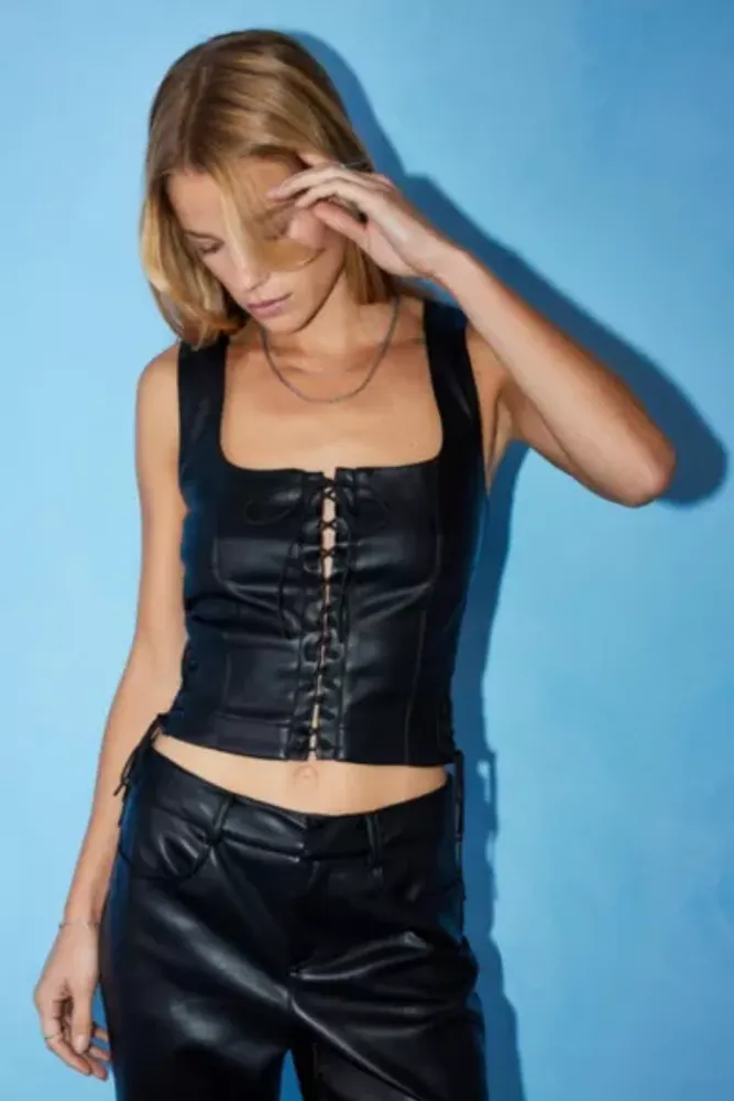 Out From Under Amour Lace Lace-up Corset In Black At Urban Outfitters