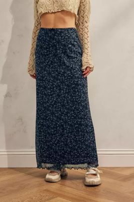 Urban Outfitters UO Wave Printed Maxi Mesh Skirt | The Summit