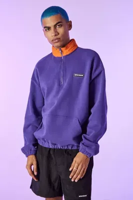 iets frans... Purple Packable Hooded-Mock Fleece Jacket