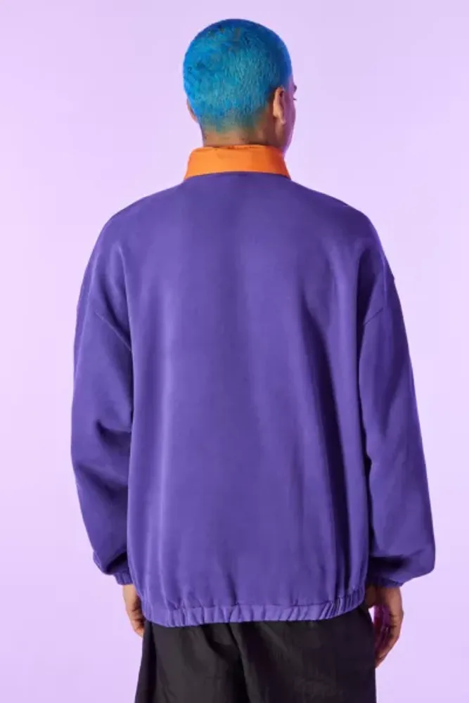 iets frans... Purple Packable Hooded-Mock Fleece Jacket