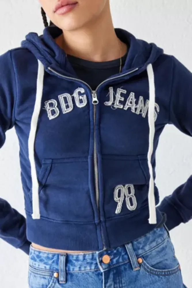BDG Distressed Applique Hoodie Sweatshirt