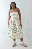 UO Beth Floral Bandeau Linen Midi Dress