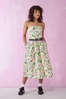 UO Beth Floral Bandeau Linen Midi Dress