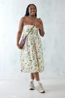 UO Beth Floral Bandeau Linen Midi Dress