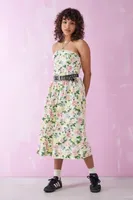 UO Beth Floral Bandeau Linen Midi Dress