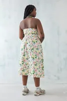 UO Beth Floral Bandeau Linen Midi Dress