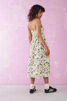 UO Beth Floral Bandeau Linen Midi Dress