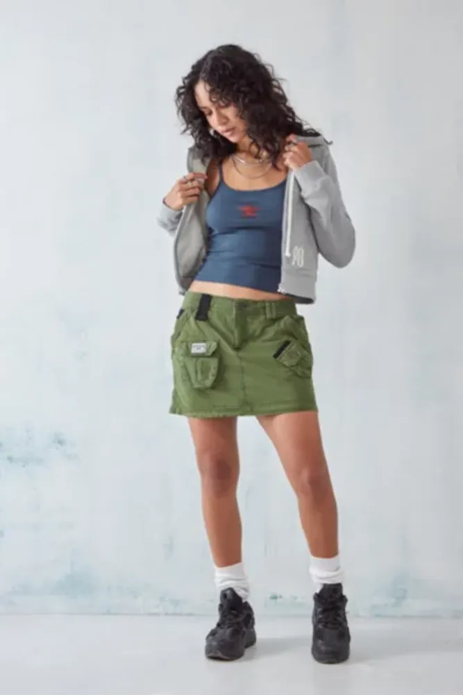 URBAN OUTFITTERS BDG Y2K Mid-Wash Denim Cargo Skirt Mini Short Skirt.SIZE  LARGE. | eBay