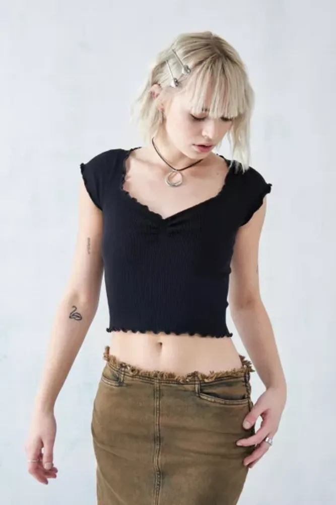 Urban Outfitters UO Elsie Lettuce-Edge Crop Top