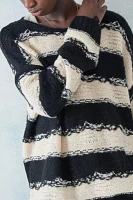 BDG Black & White Stripe Distressed Knit Sweater