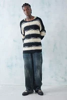 BDG Black & White Stripe Distressed Knit Sweater