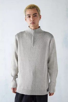BDG Plated Grey Quarter-Zip Sweater