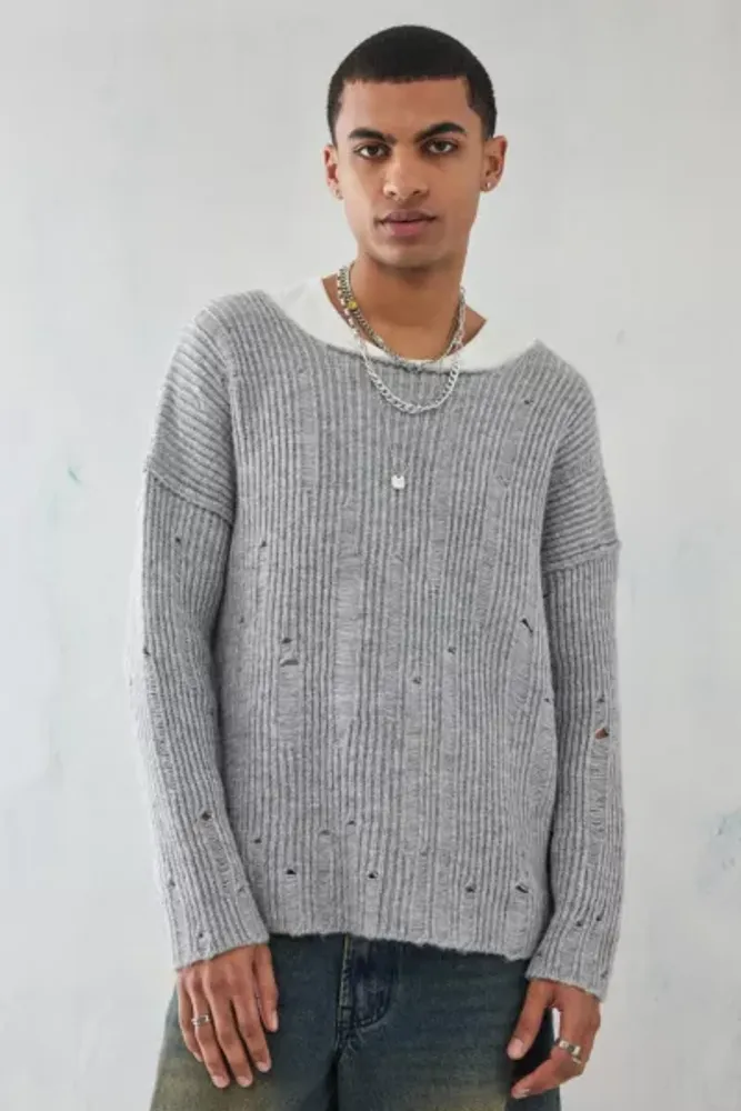 BDG Grey Laddered Sweater