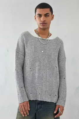 BDG Grey Laddered Sweater