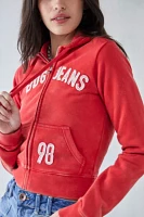 BDG Red Applique Logo Shrunken Zip-Through Hoodie Sweatshirt