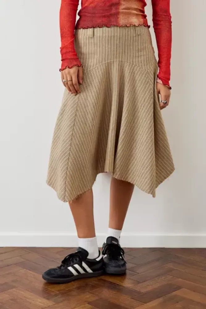 Archive At UO Beige Linen Firdous Awkward Skirt