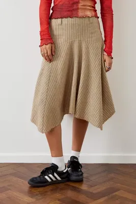 Archive At UO Beige Linen Firdous Awkward Skirt