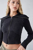 BDG Thea Ribbed Funnel Neck Track Top